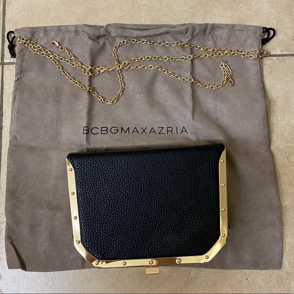 BCBG NWT Caviar Leather Black Clutch GHW retail $298
